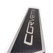 C6 Corvette Door Sill Plates - Stainless Steel Corvette Script with Carbon Fiber Overlay,Interior