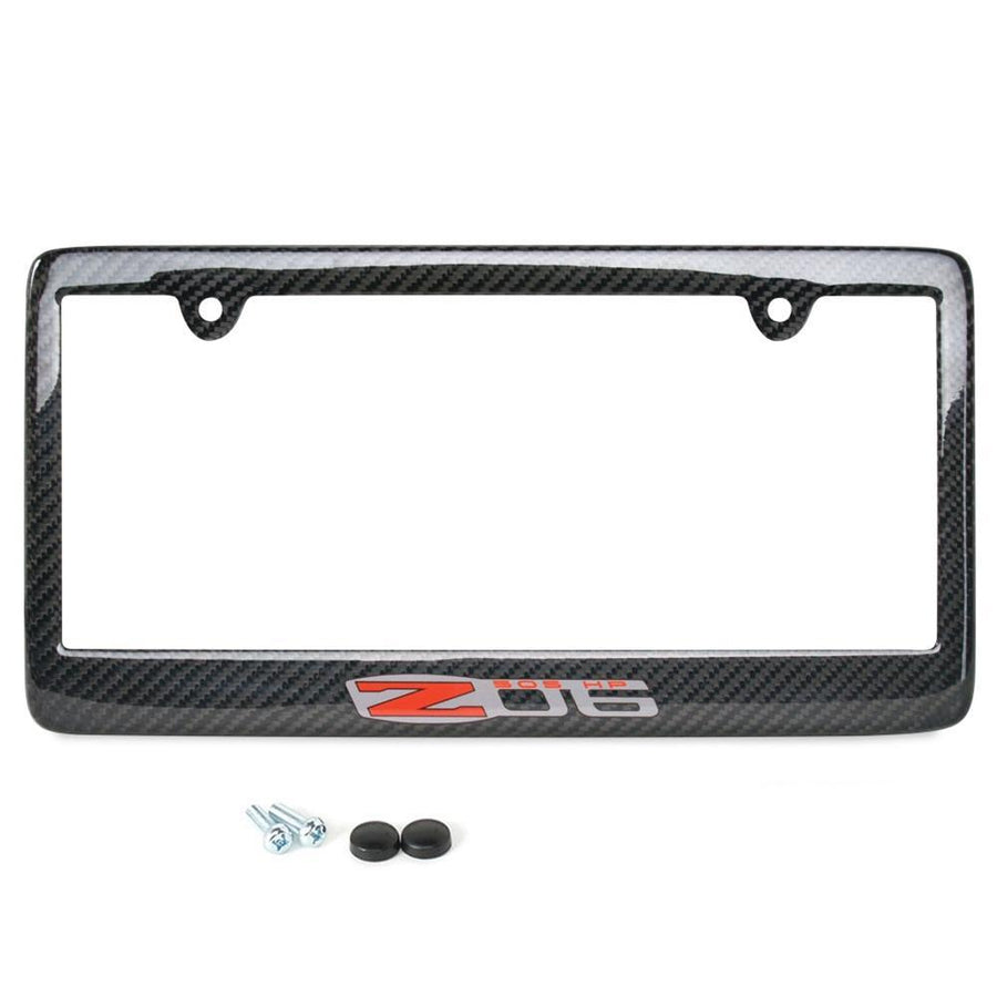 C6 Z06 2006 - 2013 Corvette Logo License Plate Frame - Carbon Fiber,Exterior