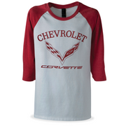 C7 2014-2019 Corvette Youth 3/4 Sleeve Raglan Tee : Red,T-shirts