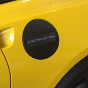 C7 Corvette - Billet Fuel Door - Black Powder Coat : Stingray, Z51 - Silver Lettering,Exterior