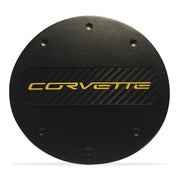 C7 Corvette - Billet Fuel Door - Black Powder Coat : Stingray, Z51 - Yellow Lettering,0
