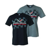 C7 Corvette - Corvette Racing Script w/C7 Logo T-shirt - Black, Grey,Apparel