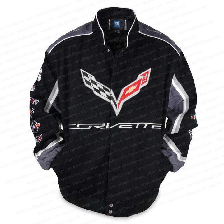 C7 Corvette All Logo Collage Twill Jacket - Black : C1, C2, C3, C4, C5, C6, C7,Apparel