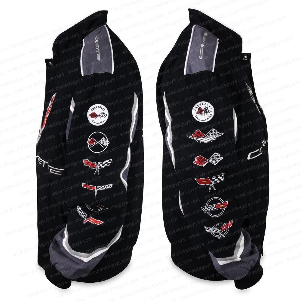 C7 Corvette All Logo Collage Twill Jacket - Black : C1, C2, C3, C4, C5, C6, C7,Apparel