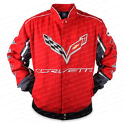 C7 Corvette All Logo Collage Twill Jacket - Red : C1, C2, C3, C4, C5, C6, C7,Apparel