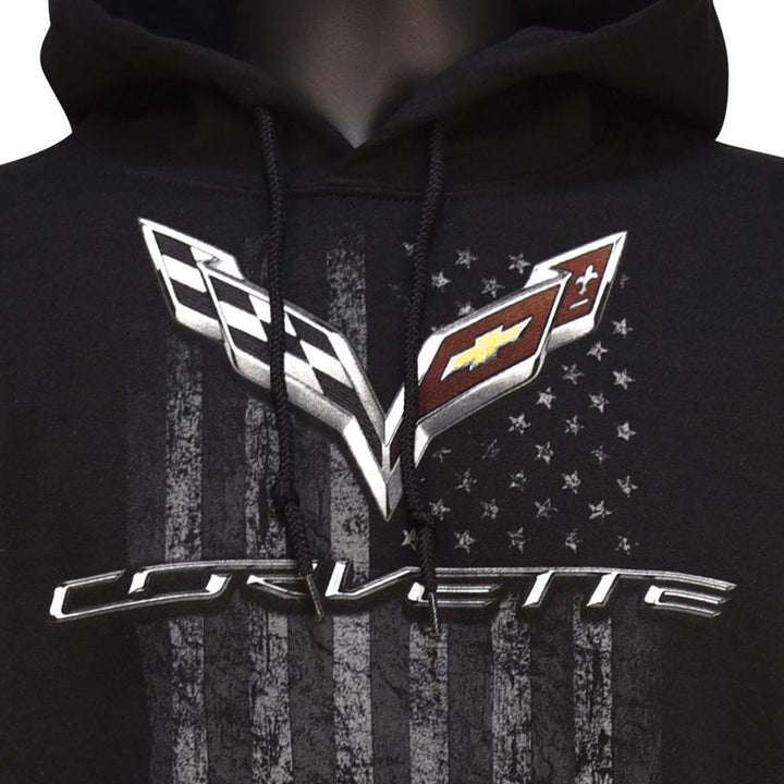 C7 Corvette American Legacy Hooded Sweatshirt : Black,Apparel