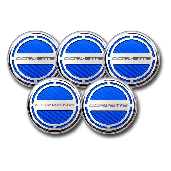 C7 Corvette Cap Cover 5Pc. Set Auto - GM Licensed Chrome/Brushed/Carbon Fiber Inlay Colors,Engine