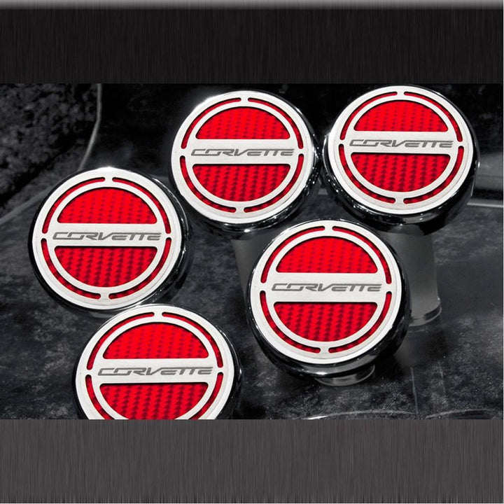 C7 Corvette Cap Cover 5Pc. Set Auto - GM Licensed Chrome/Brushed/Carbon Fiber Inlay Colors,Engine