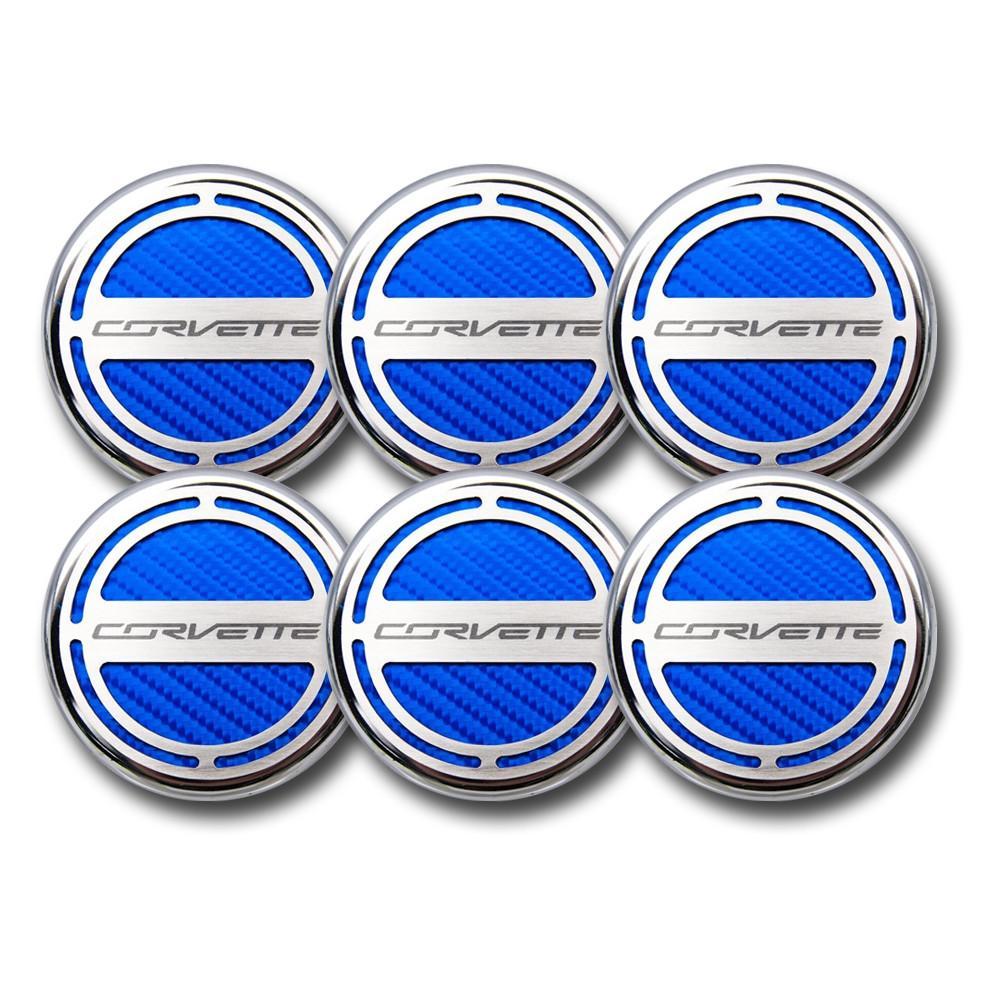C7 Corvette Cap Cover 6Pc. Set Manual - GM Licensed Chrome/Brushed/Carbon Fiber Inlay Colors,Engine