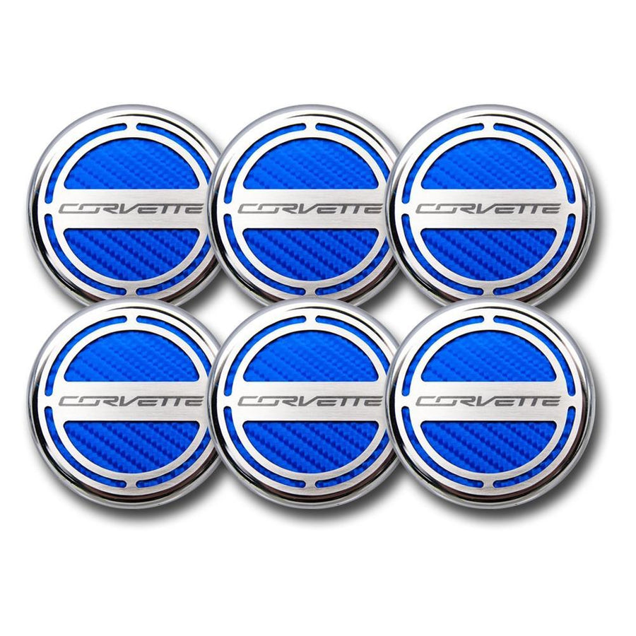 C7 Corvette Cap Cover 6Pc. Set Manual - GM Licensed Chrome/Brushed/Carbon Fiber Inlay Colors,Engine