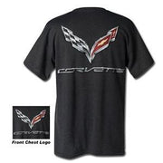 C7 Corvette Logo Flag T-shirt : Charcoal Heather,Apparel
