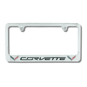 C7 Corvette Stingray Chrome License Plate Frame w/Double Logo,Exterior