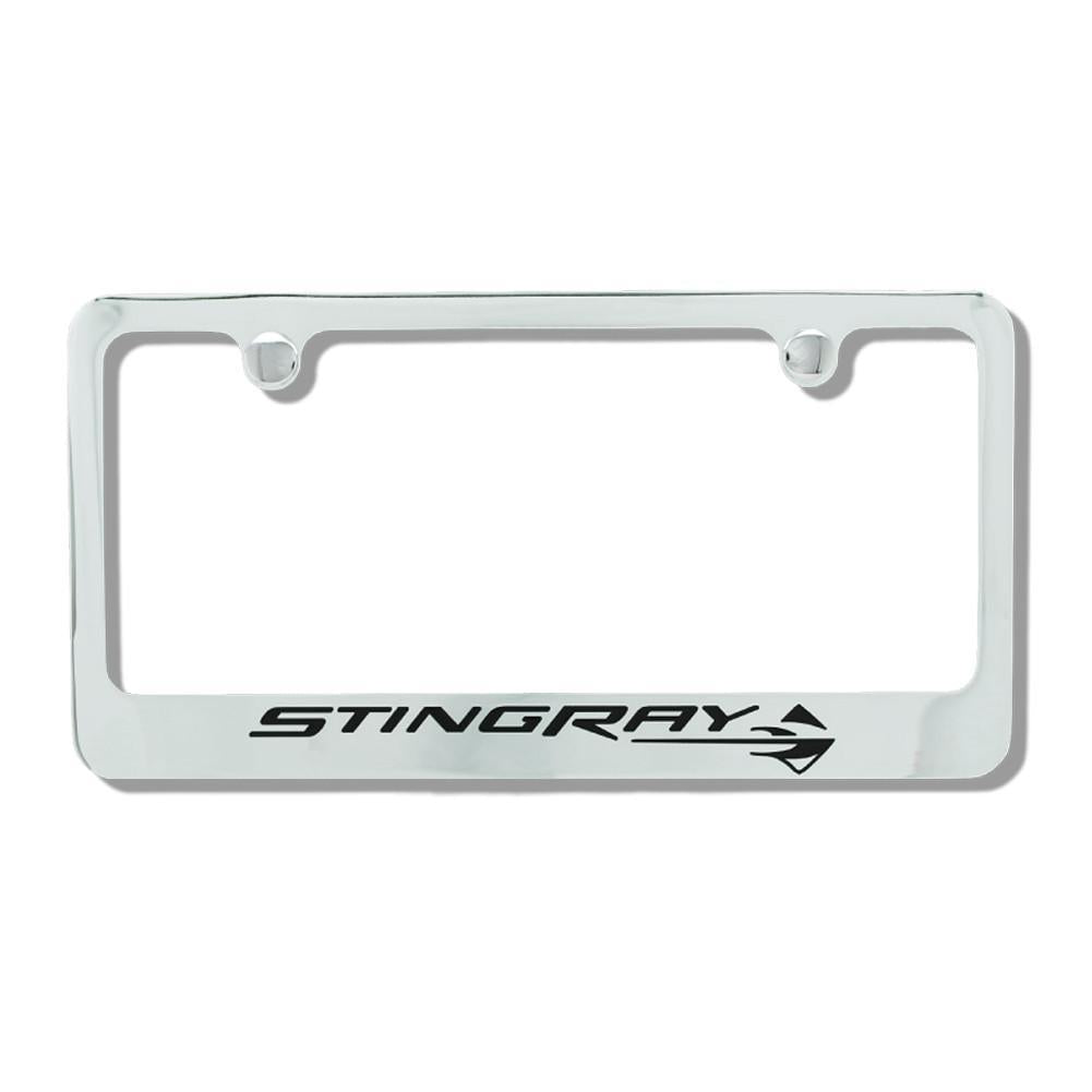 C7 Corvette Stingray Chrome License Plate Frame w/Stingray Script & Fish Logo,Exterior