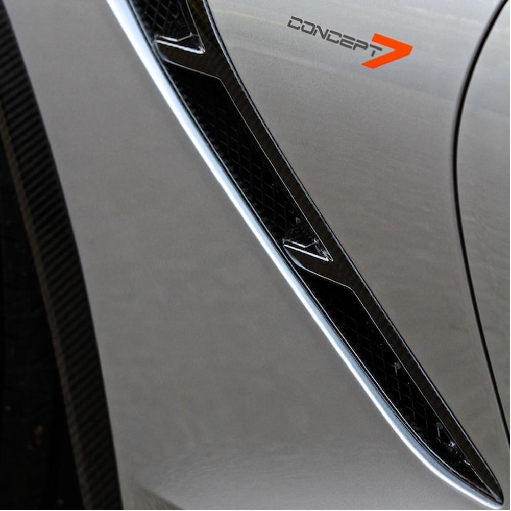 C7 Corvette Stingray Front Fender Vent Inserts - Carbon Fiber : Concept7,Exterior