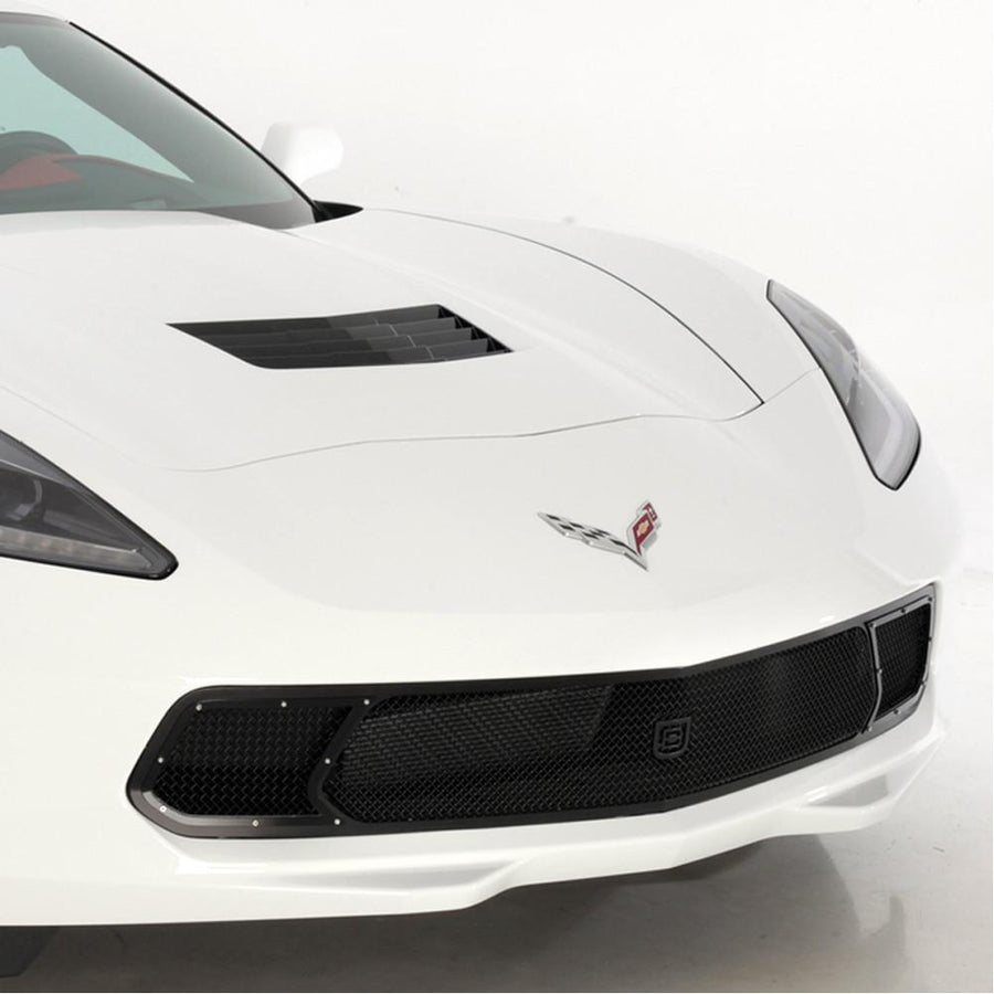 C7 Corvette Stingray Front Grille - GT Corsa : Black w/Brushed Port Accent Trim/Fasteners,Body Parts