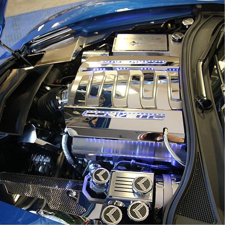 C7 Corvette Stingray Fuel Rail Covers - Lower 2Pc : Brushed - DRY SUMP ONLY,Engine