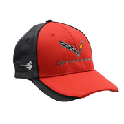 C7 Corvette Stingray Hat/Cap - Embroidered - Carbon Fiber Pattern : Red,Apparel