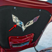 C7 Corvette Stingray Hood Panel Badge - Crossed Flags: Polished/Brushed Stainless Steel,Engine