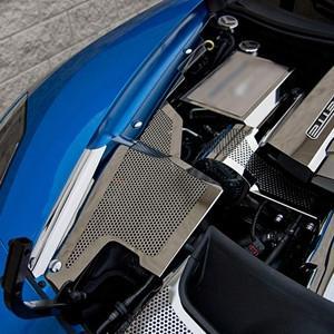 C7 Corvette Stingray Inner Fender Covers Perforated Polished 3Pc,Engine