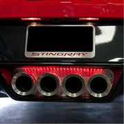 C7 Corvette Stingray License Plate Frame - Chrome w/Stainless Steel Overlay & Carbon Fiber "STINGRAY" Script,Exterior