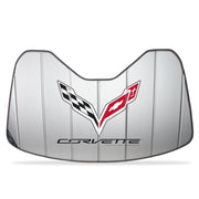 C7 Corvette Stingray Logo Accordion Style Sunshade - Insulated Silver,Car Care