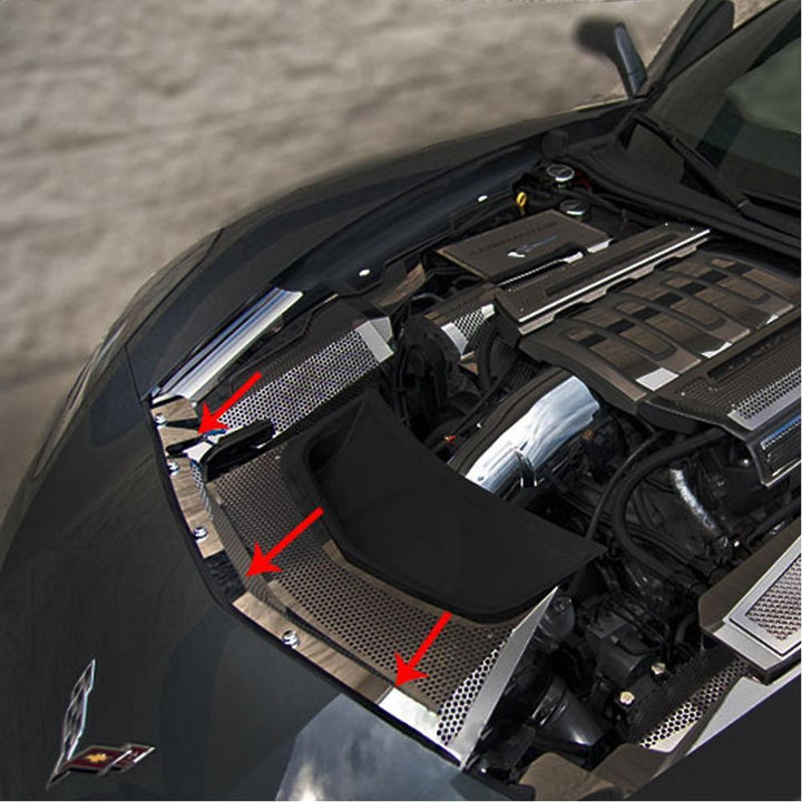 C7 Corvette Stingray Nose Cap 2 Pc. Stainless Steel : Polished,Engine
