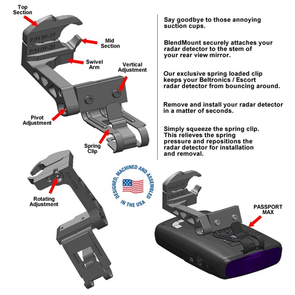 C7 Corvette Stingray Radar Detector Mount for Escort Passport Max,Interior