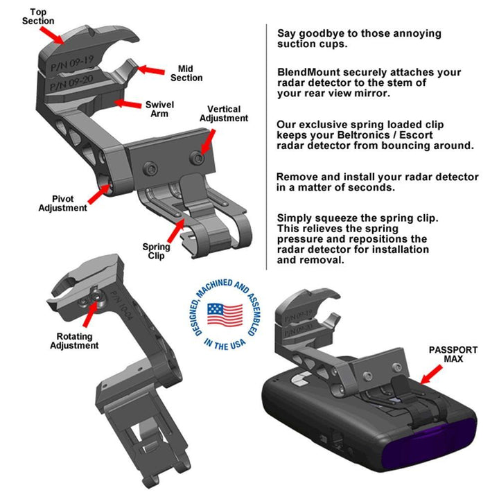 C7 Corvette Stingray Radar Detector Mount for Escort Passport Max,Interior