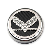 C7 Grand Sport Corvette Cap Cover Set - Chrome/Brushed/Carbon Fiber - Crossed Flags,Engine