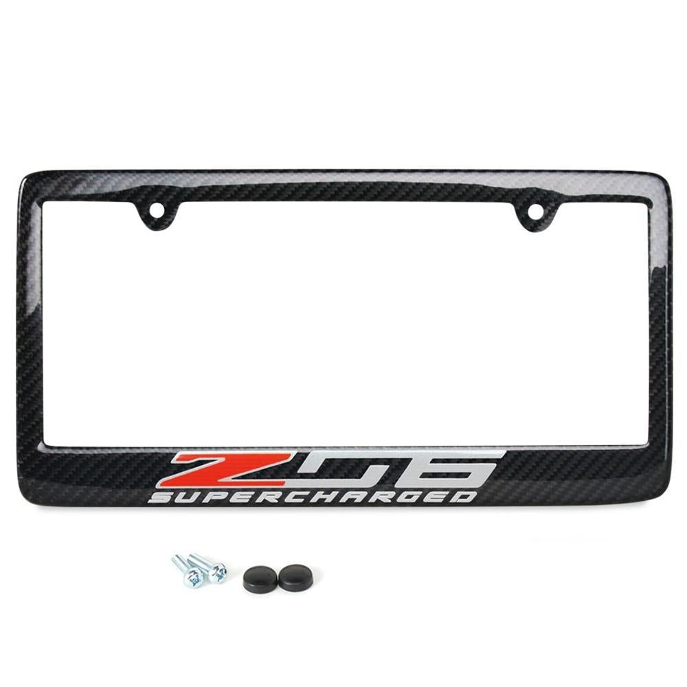 C7 Z06 Corvette Z06 Supercharged License Plate Frame - Carbon Fiber,Exterior