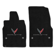 C8 Corvette Floor Mats - Lloyds Mats with C8 Crossed Flags & Corvette Script,Floor Mats