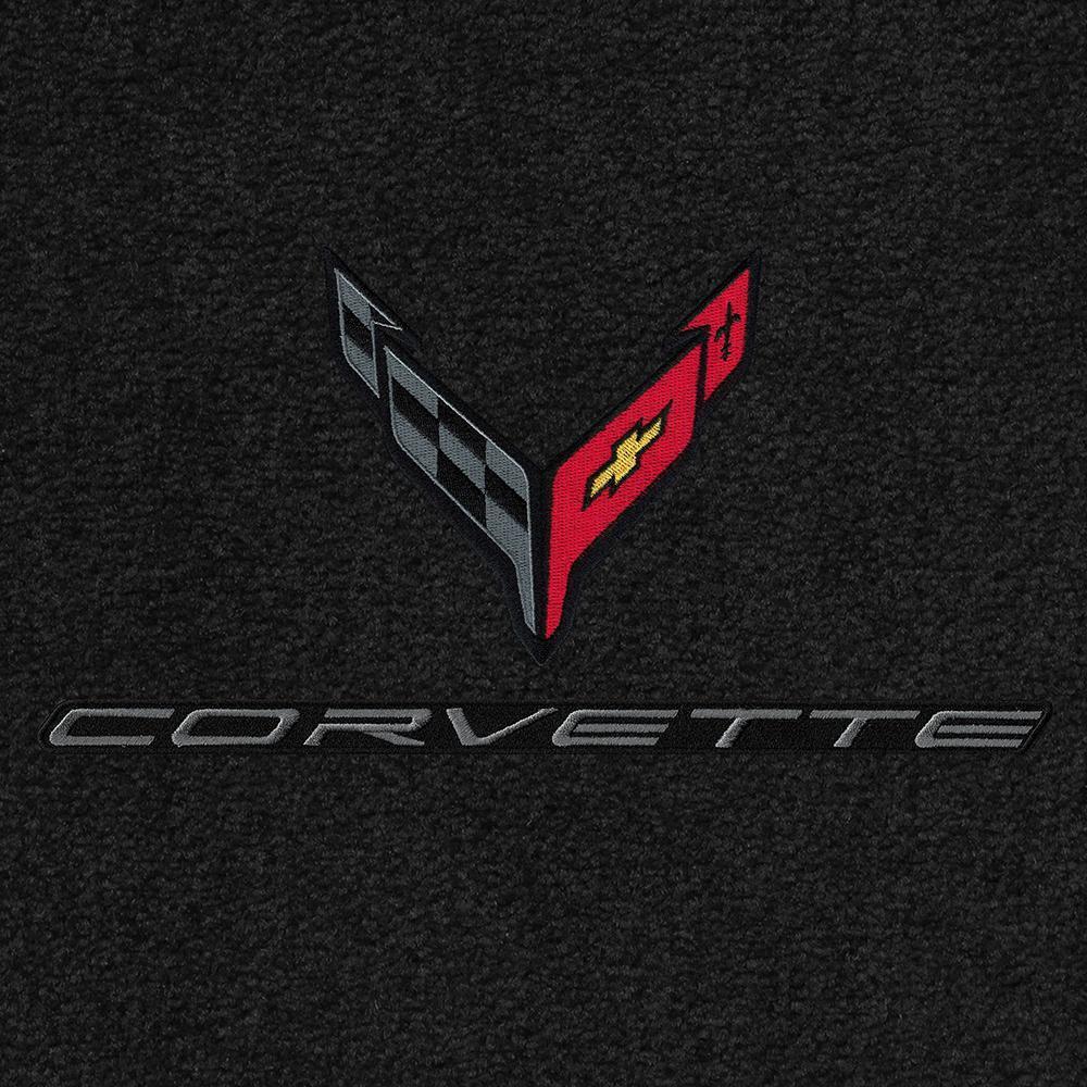 C8 Corvette Front Cargo Mat - Lloyds Mats with C8 Crossed Flags & Corvette Script,Cargo Mats