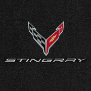 C8 Corvette Front Cargo Mats - Lloyds Mats with C8 Crossed Flags & Stingray Script,Cargo Mats