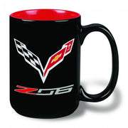 2015-2019 C7 Corvette Z06 Crossed Flags Coffee Mug - Black/Red,Glassware & Mugs