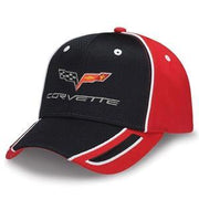 Corvette - Black & Red Pique Mesh - Embroidered C6 Logo Cap 2005-2013 C6,Apparel