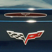 Corvette 5th Brake Light Trim with Crossed Flags - Polished Stainless Steel : 2005-2013 C6, Z06, ZR1, Grand Sport,Exterior