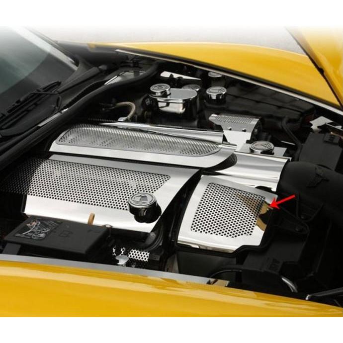 Corvette Air Capacitor Cover 2Pc - Plain or Perforated Stainless Steel : 2008-2013 C6 & GS,Engine