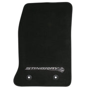 Corvette Black Floor Mats - Stingray Logo w/Colored Border Stitching: 2014+ C7 Stingray,Interior