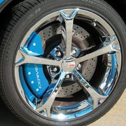 Corvette Brake Caliper Cover Set (4) - Carlisle Blue : 2006-2013 C6Z06 & Grand Sport Only with White Bolts and Script,Brakes