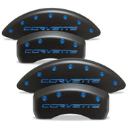 Corvette Brake Caliper Cover Set (4) : 2005-2013 C6 - Stealth Black Series - Custom Color Letters,[Blue Bolts &amp; Letters,Brakes