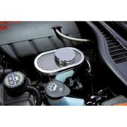 Corvette Brake Master Cylinder Cover - Perforated Stainless Steel : 2009-2013 C6,Z06,ZR1,Grand Sport,Engine