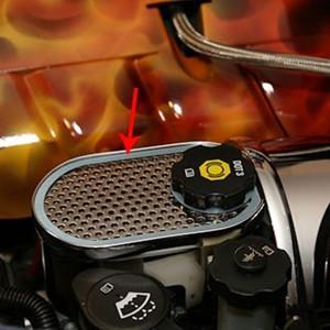 Corvette Brake Master Cylinder Cover w/ Cap Cover - Polished Stainless Steel - Perforated : 1997-2004 C5 & Z06,Engine