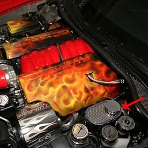 Corvette Brake Master Cylinder Cover w/ Cap Cover - Polished Stainless Steel - Perforated : 1997-2004 C5 & Z06,Engine