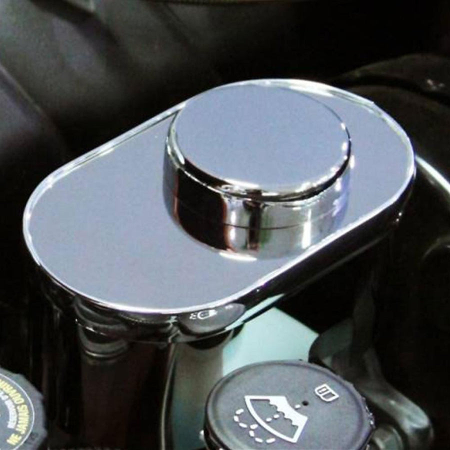 Corvette Brake Master Cylinder Cover with Chrome Cap Cover - Polished Stainless Steel : 2009-2013 C6, Z06, ZR1, Grand Sport,Engine