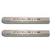 Corvette C6 Executive Series Door Sill - Polished/Brushed Inner - Colored Carbon Fiber Inlay : 2005-2013 C6,Interior