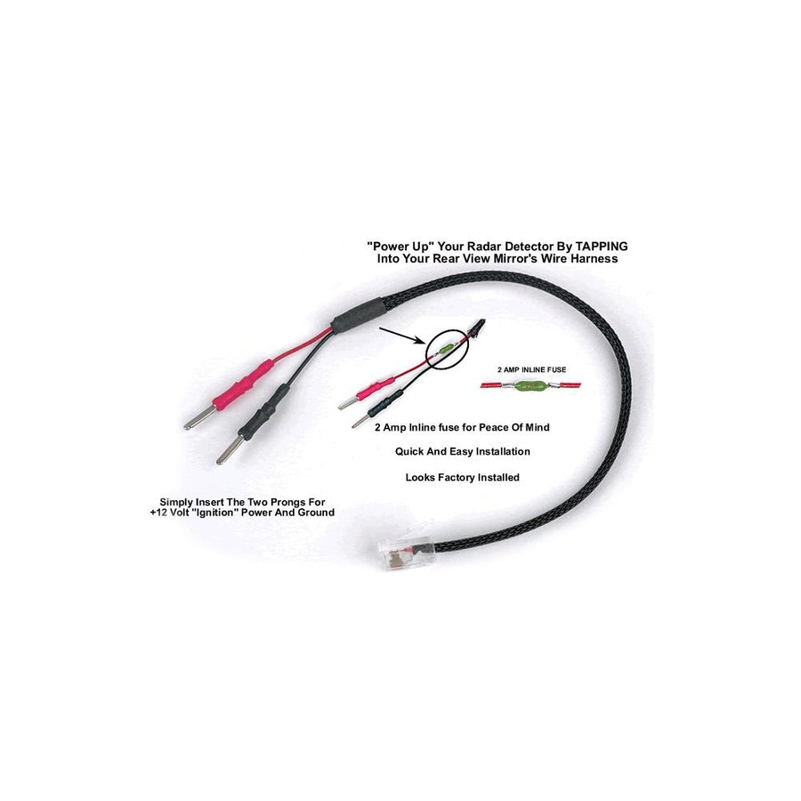Corvette C7 - 9" MirrorTap Radar Detector Power Cord with Inline Fuse