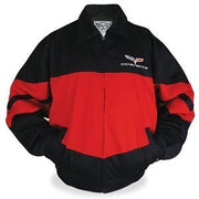Corvette Color Block Twill Jacket w/C6 Emblem - Red/Black : 2005-2013 C6,Apparel