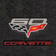 Corvette Coupe Cargo Mat - 60th Anniversary Above Flags w/Red Corvette Script : C6, Z06, Grand Sport & ZR1- Ebony,Interior