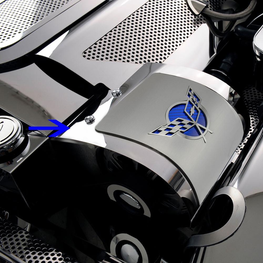 Corvette Deluxe Alternator Cover with Crossed Flags : 1997-2004 C5 & Z06,Engine