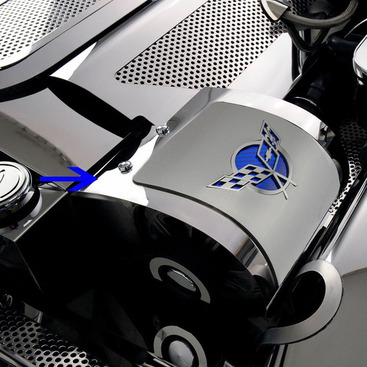 Corvette Deluxe Alternator Cover with Crossed Flags : 1997-2004 C5 & Z06,Engine
